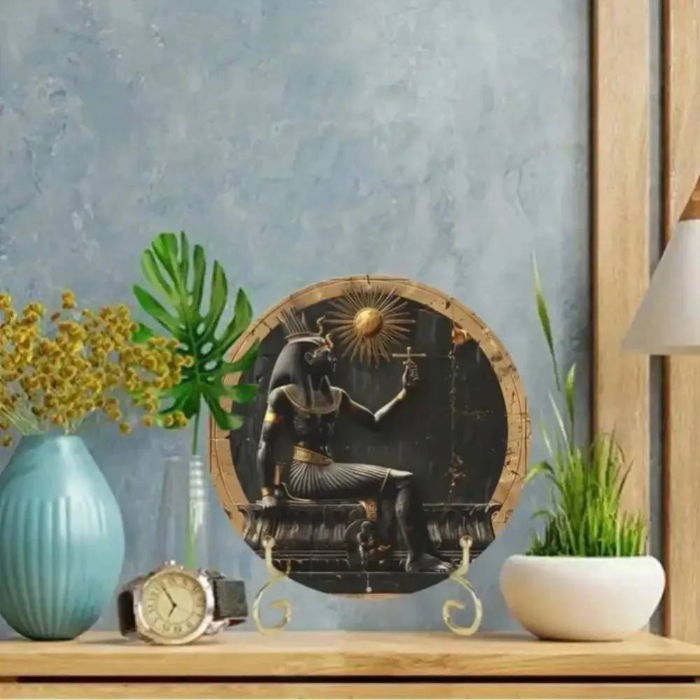 فن جدار معدني من الفرعون المصري - منحوتة بسيطة لديكور باب المكتب والمنزل