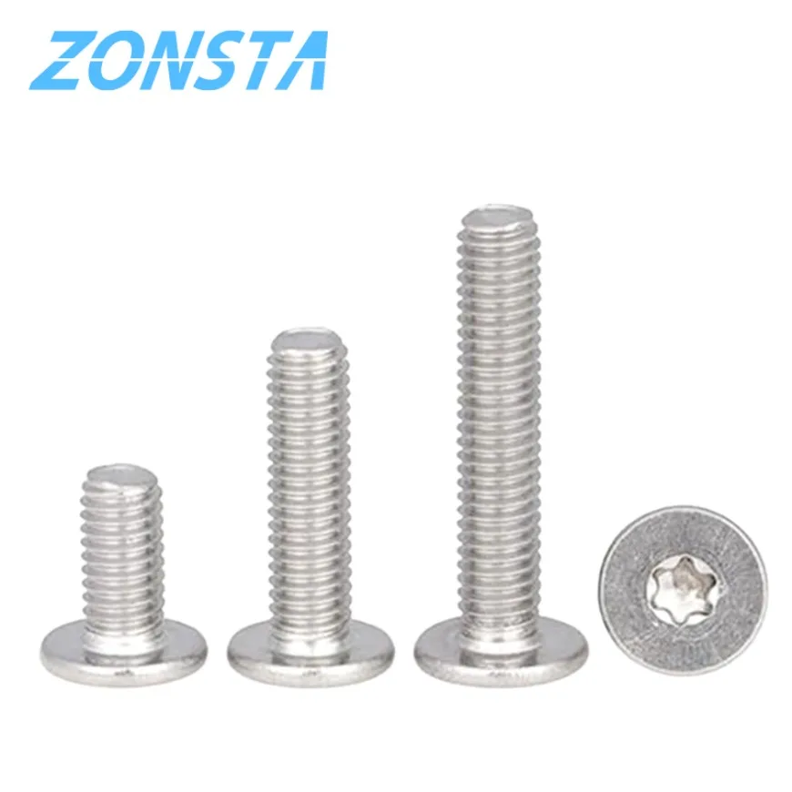 10pcs/lot 304 Stainless Steel CM Torx Six-Lobe Ultra Thin Super Low Ultrathin Flat Wafer Head Screw Bolt M2 M2.5 M3 M4 M5 M6 M8