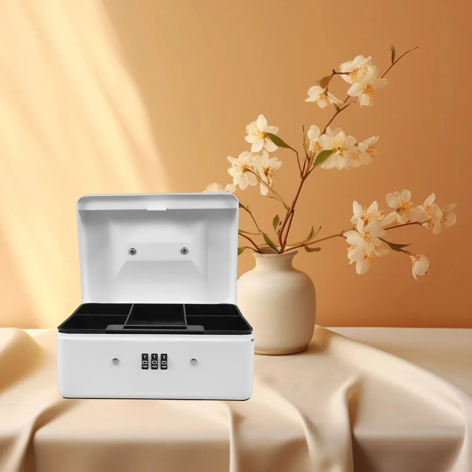 صندوق نقود بقفل بكلمة مرور، آمن من المعدن الحديدي عالي التحمل للمنزل والمكتب، سعة تخزين كبيرة، صندوق أمان صغير قابل للقفل للمال #4