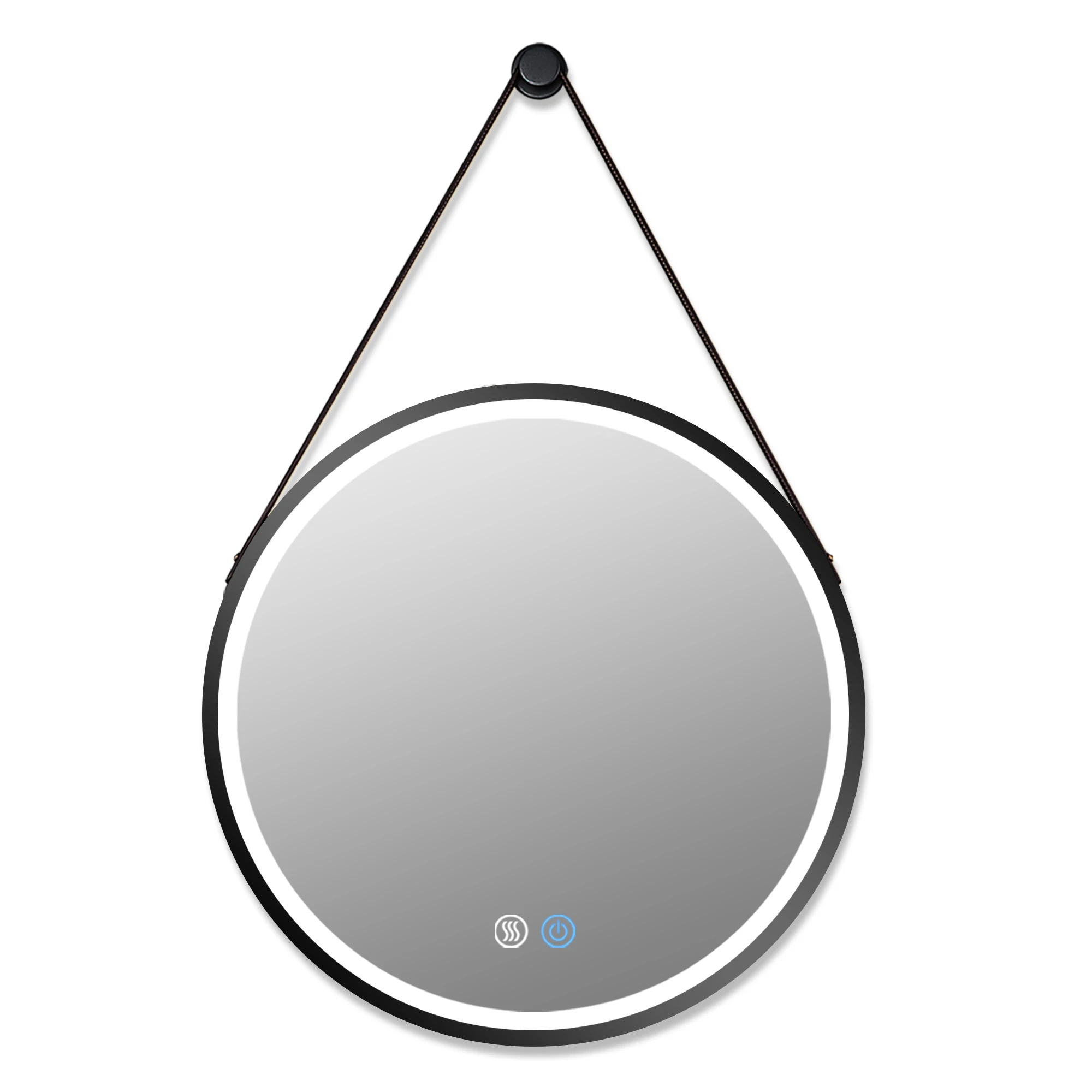 stock U.S.  hanging mirror wall touch smart led bathroom vanity mirror black wall bathroom mirror round