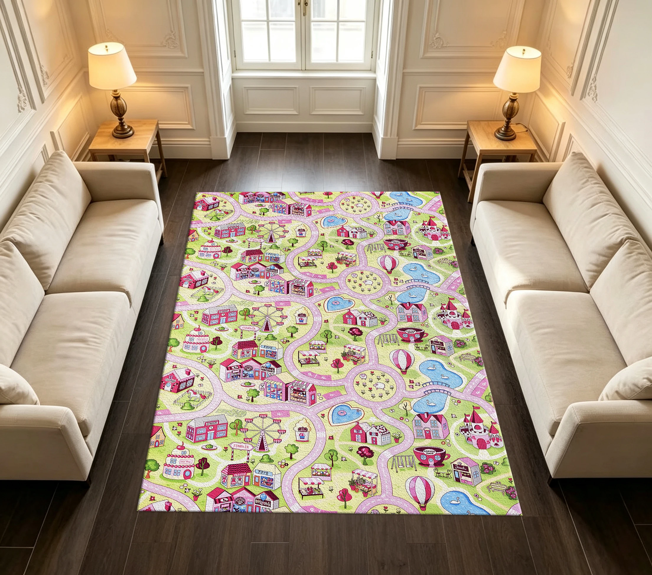Boho Pastel Rainbow Minimalist Abstract Soft Home Decor Area Rug
