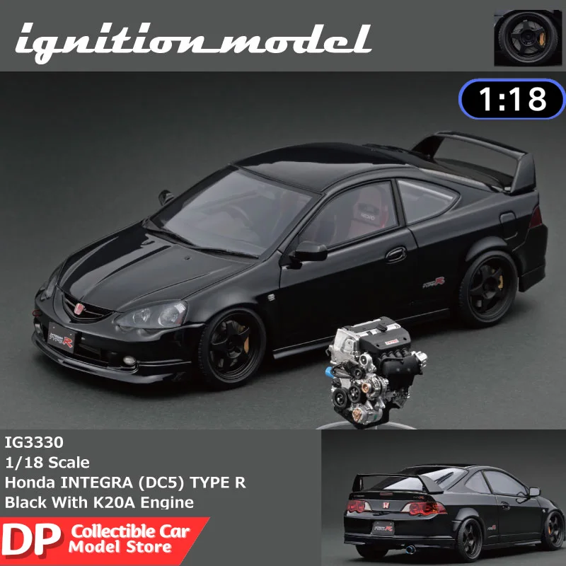 IG 1:18 Honda INTEGRA (DC5) TYP R Schwarzes Premium-Sammlerharz basierend auf dem 3D-Scanfahrzeugmodell mit K20A-Motor IG3330