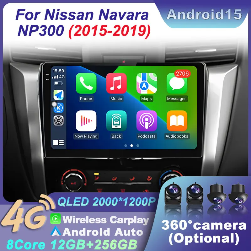 

For Nissan NAVARA NP300 2015-2019 Android 15 Car Wireless Radio Multimedia Stereo 4G Navigation carplay Auto Video Player BT GPS