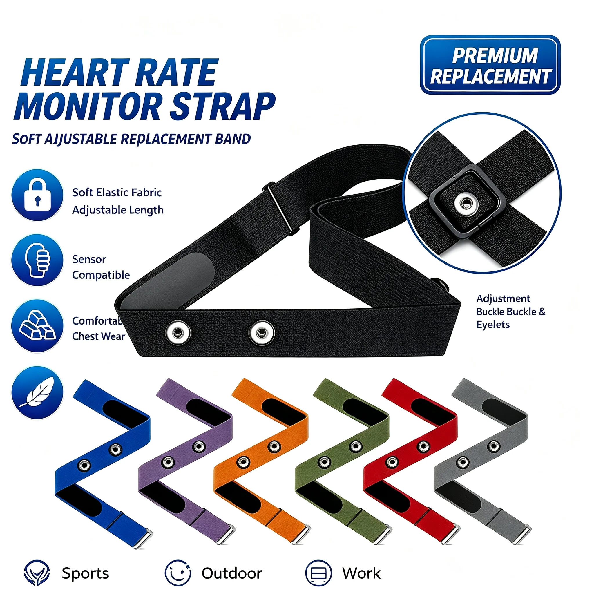 Soft Adjustable Heart Rate Monitor Replacement Strap For Polar H1 H7 H9 H10 Coospo Wahoo Tick Garmin Magene Sensor Band