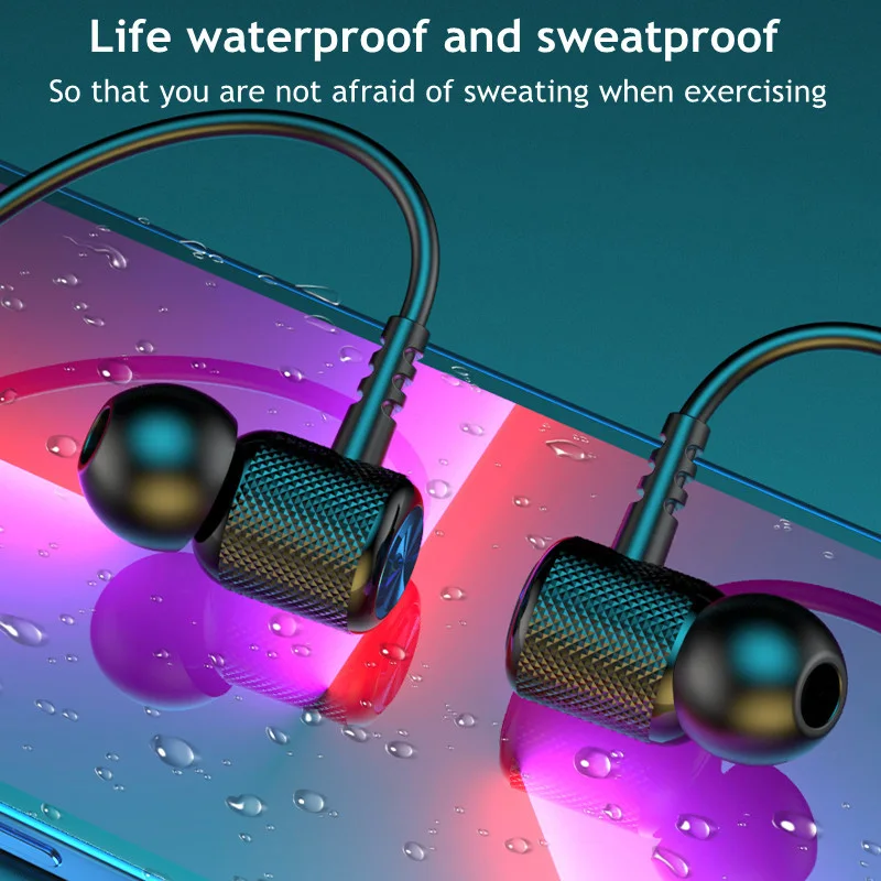 9D Stereo Surround Bluetooth Headphone Wireless Bluetooth 5.0 Sport Neckband Earphones Waterproof Magnetic with Mic TWS Earbuds
