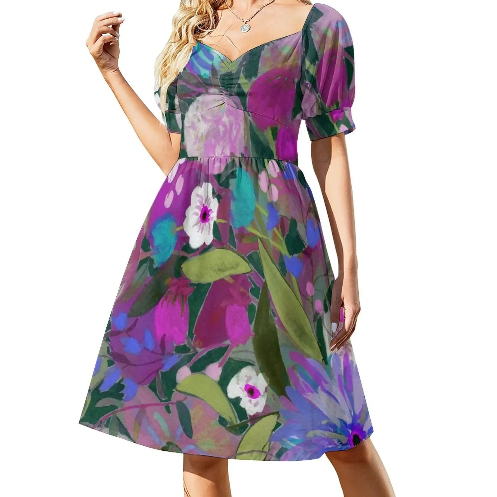 Moonlight Glory - Pink and Purples Short-Sleeved Dress Clothing female Cocktail of dresses