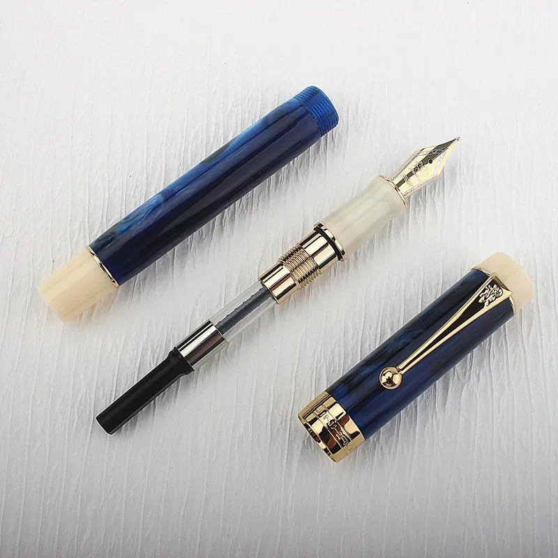 Luxe Kwaliteit Jinhao 100 Galaxy Blauwe Hars Kleur Schoolbenodigdheden Studentenkantoor Stationaire M Nib Vulpen Nieuw