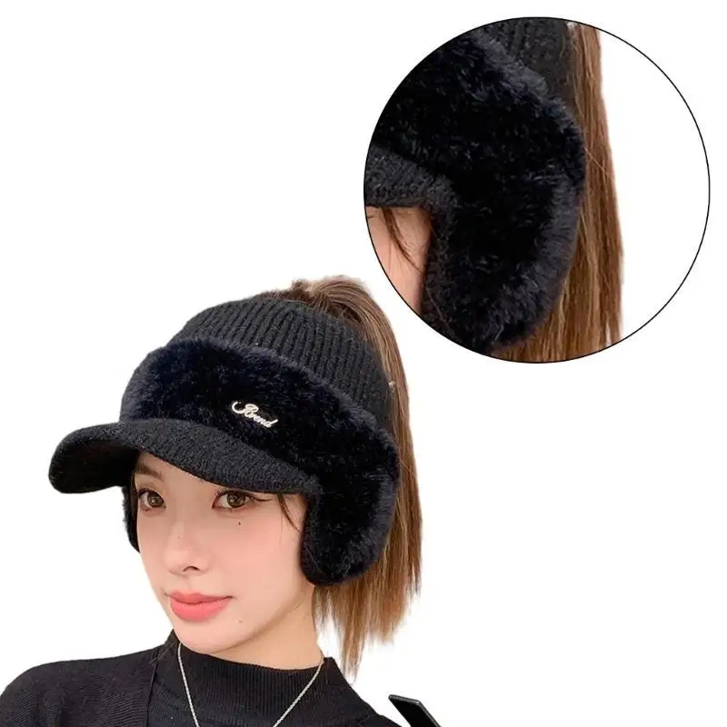 

39BD Handmade Knit Baseball Hat Winter Ear Warmers Ear Covers for Cold Weather