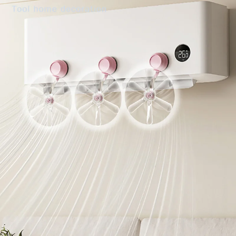 Ventilatore guida per condizionamento a parete da 3 pezzi, ventosa regolabile in plastica, ventilatore per aria condizionata a forma di mulino a vento
