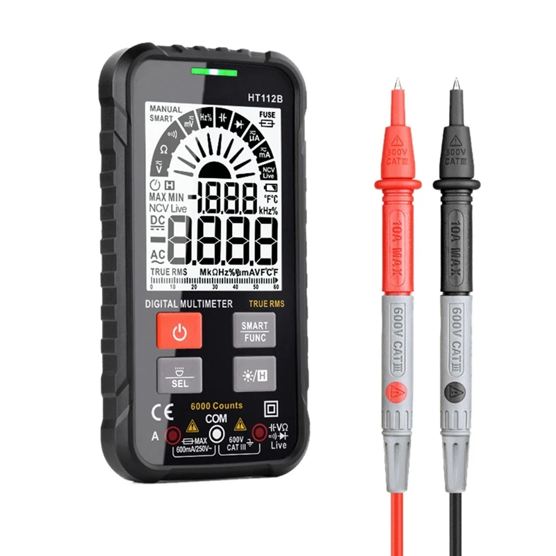 Digital Multimeter Auto-Ranging 6000 Counts Trms Ultra-Portable Multimeter Tester Frequency Counter, Measures Voltage