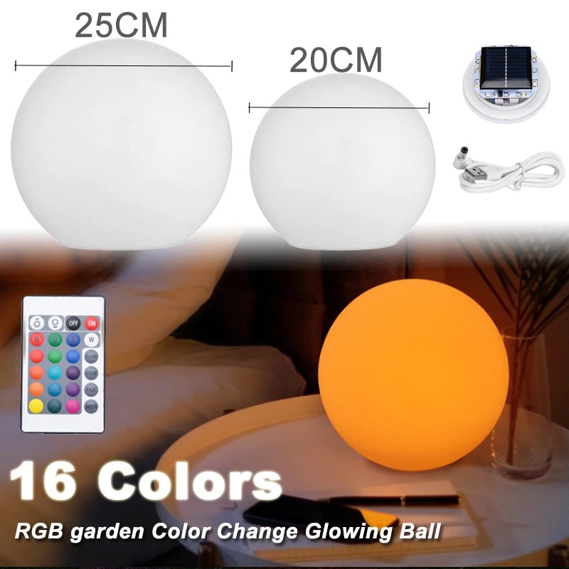 Waterproof LED Lawn Light Solar Powr RGB garden Color Change Glowing Ball Hotel Decoration Lighting Orbs Swimming Pool Ball