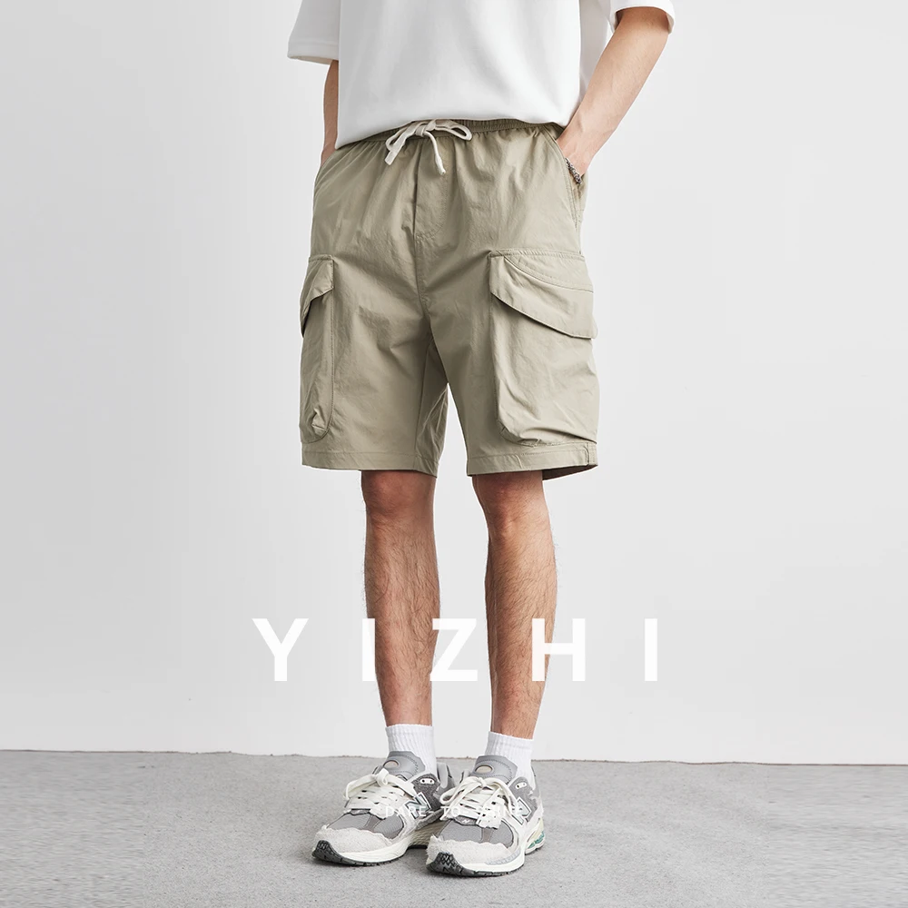 Men Summer Retro Cargo Shorts 2025 Summer Black Loose Men's Casual Shorts Side Pocket Wide Leg Short Pants for Male