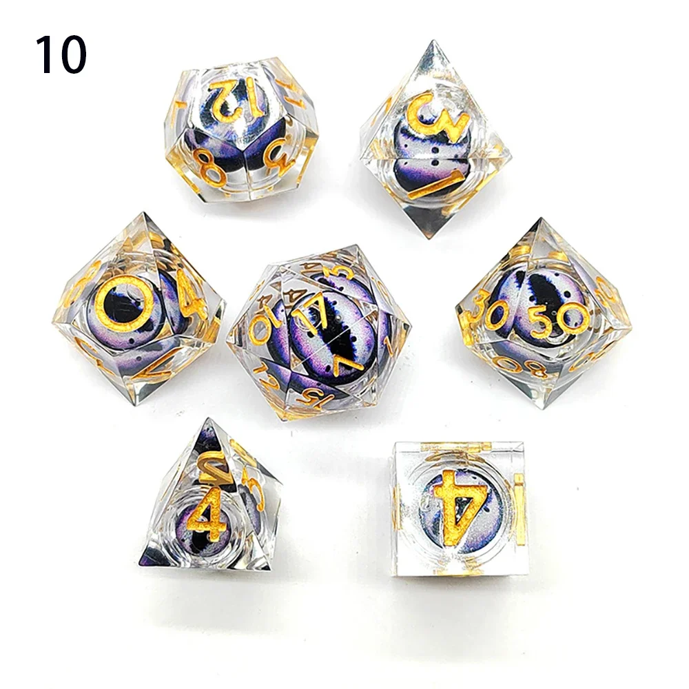 DND Longan Sharp Edge Number Polyhedral Resin Dice D+D Dice Set For Dungeon and Dragon Pathfinder Role Playing Game(RPG)MTG Dice