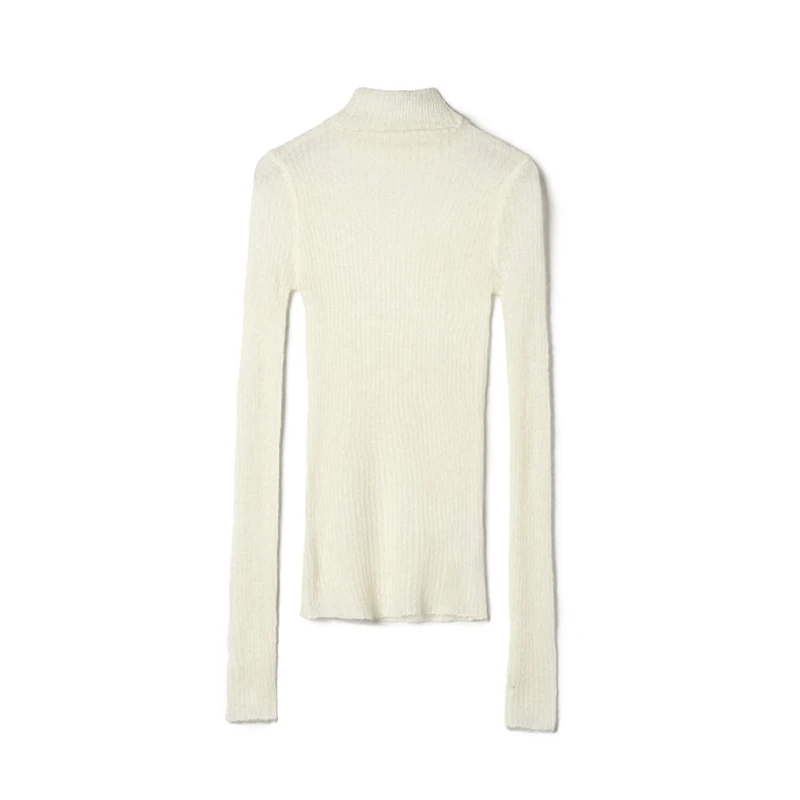 

Simple Long Sve Women's Base Layer Sweater Winter New Arrival iny Tead Detail f High Collar Color Knitwear