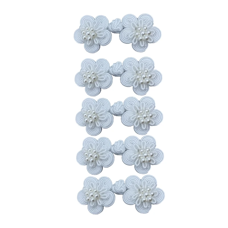 Sewing Pearl Closure Button Chinese Knot Buckle Buttons for TangSuit Dance National Dress Cheongsam Cloak Ornament 5PCS Dropship