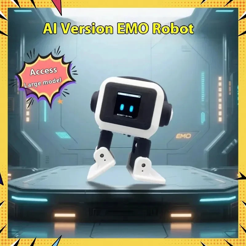 AI EMO Robot ESP32-S3 Main Control 1.54inches Screen Intelligent Interactive Robot Voiceprint Recognition Companion for Children