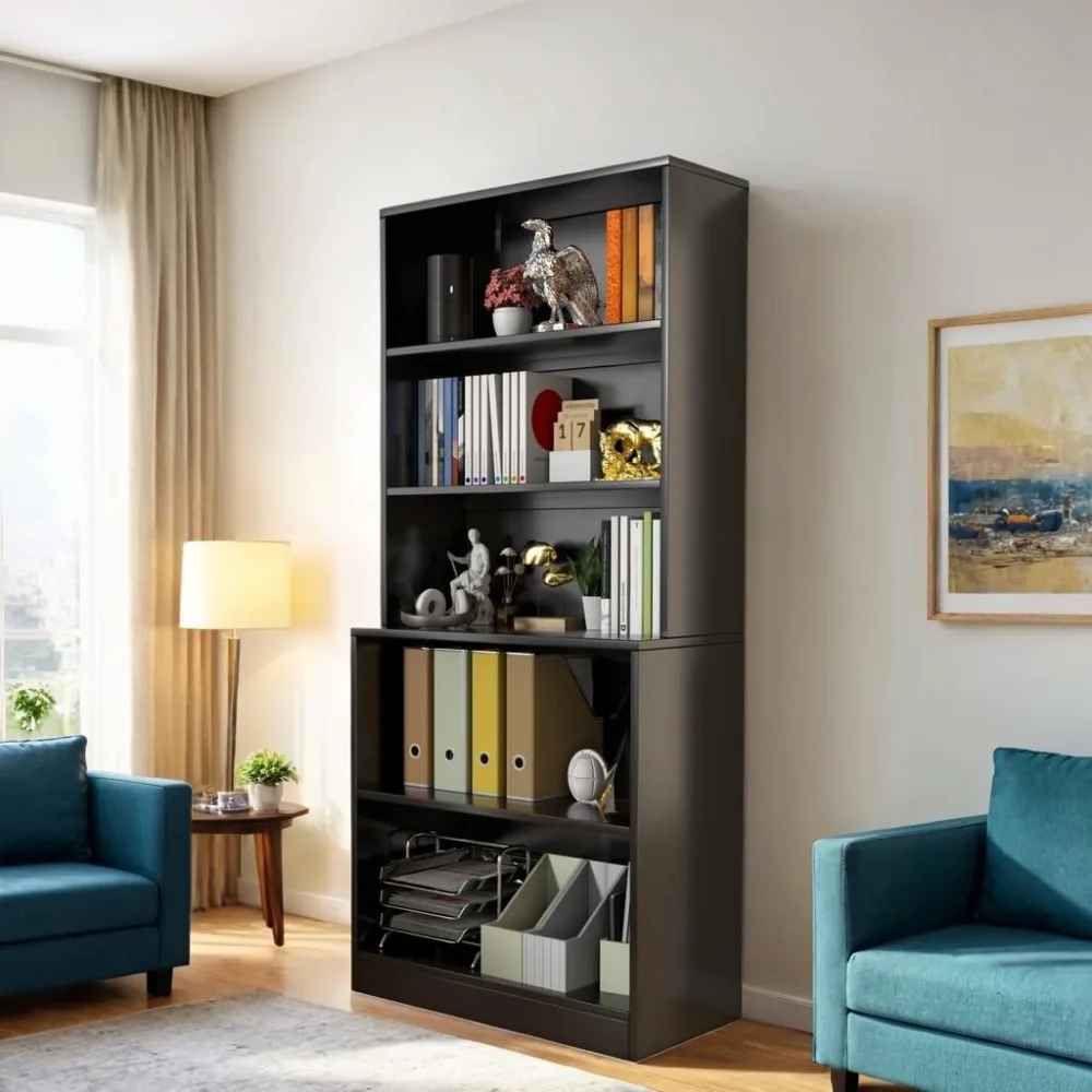 "Livros de madeira com 5 prateleiras de 71 polegadas de altura para sala de estar e escritório, 31,5 polegadas de largura x 70,87 polegadas de altura x 15,7 polegadas de profundidade"