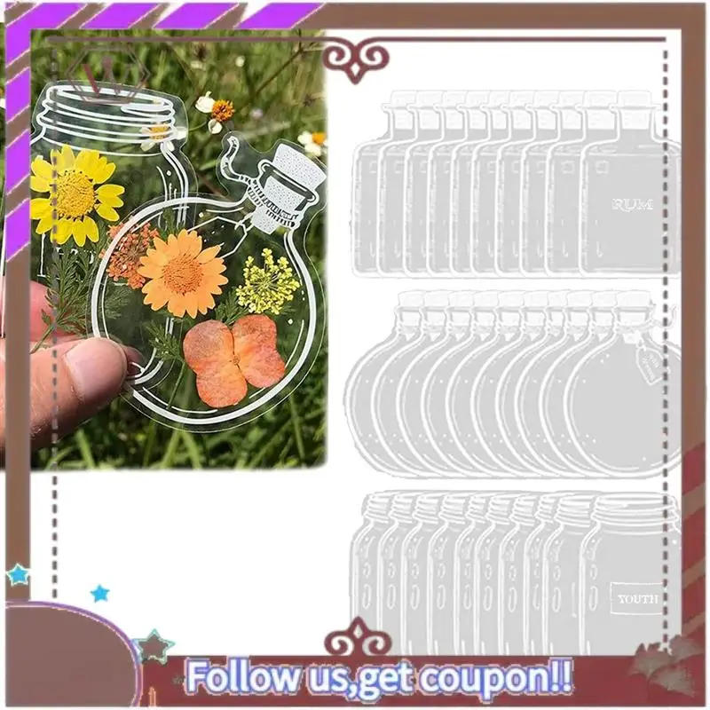 Latest 150PCS Transparent Dried Flower Bookmarks DIY Handmade Book Marks Glassware Stickers Flower Page Clips Stationery
