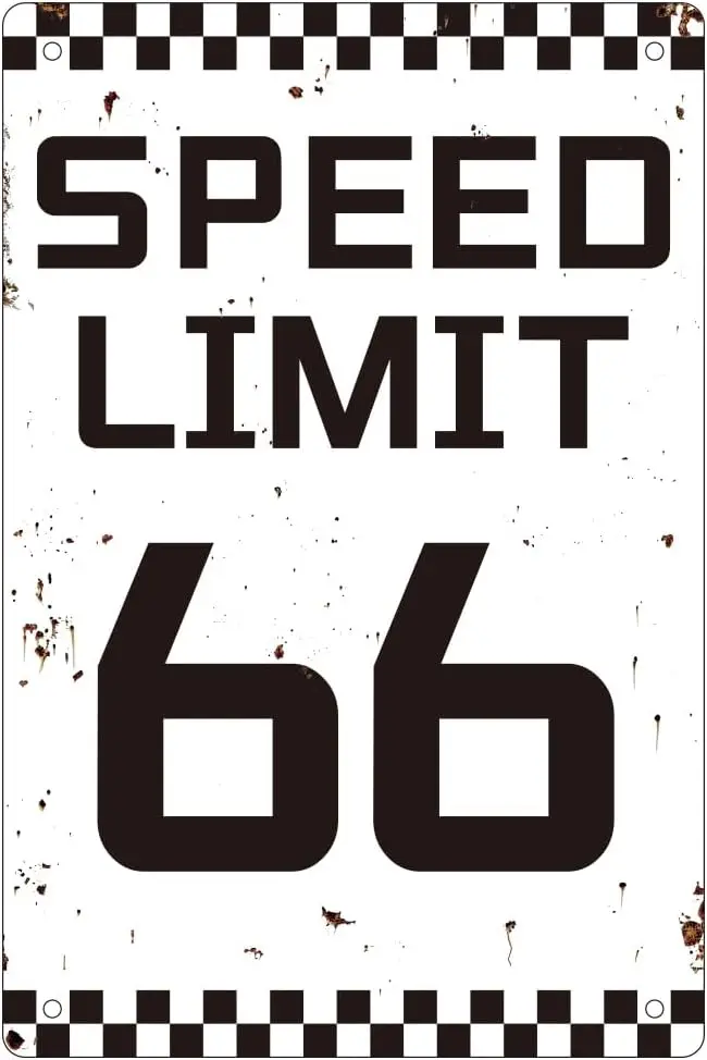 Y1,WEBEEDY Funny 66 Speed Limit Retro Metal Tin Sign Man Cave Outdoor Accessories Thick Tinplate Print Poster for Home Yard Gara