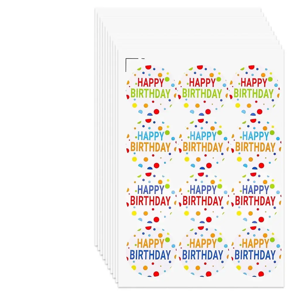 

120 шт. наклеек «С Днем Рождения» для взрослых - 2-дюймовые красочные самоклеящиеся этикетки-стикеры для подарков