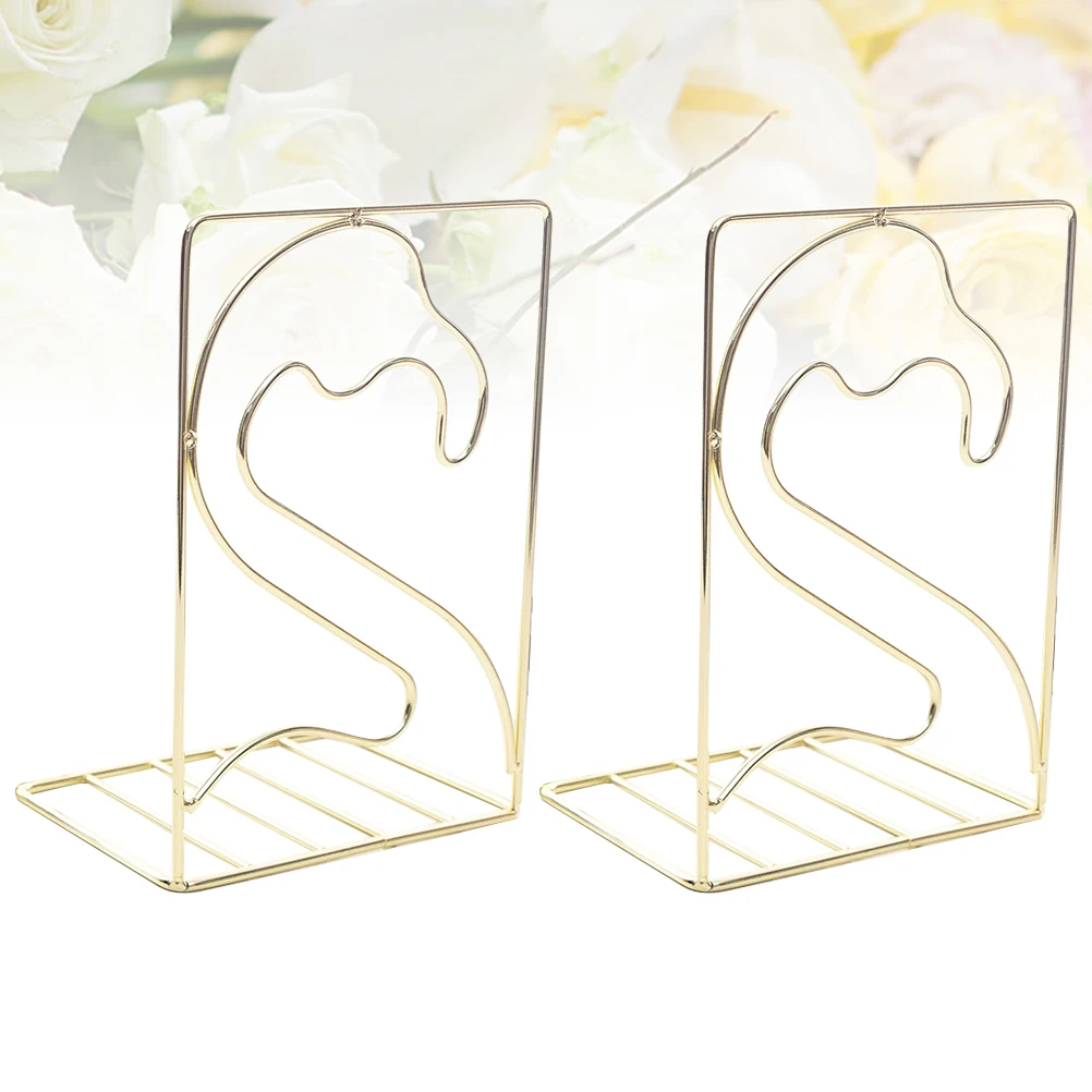 

Book Stand Shelves Color Rustic Decor Bookshelf Iron Wrought Bookrack Storage Holder Nordic Style Flamingo Shaped Rose Gold