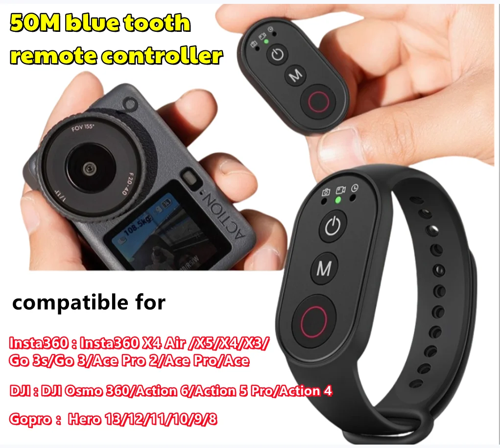 

Пульт дистанционного управления Bluetooth 50 м для DJI Osmo 360/Osmo Action 6 4 5 Pro для Insta360 X4 Air/X3 X4 X5/Go 3s/ACE/Gopro Series