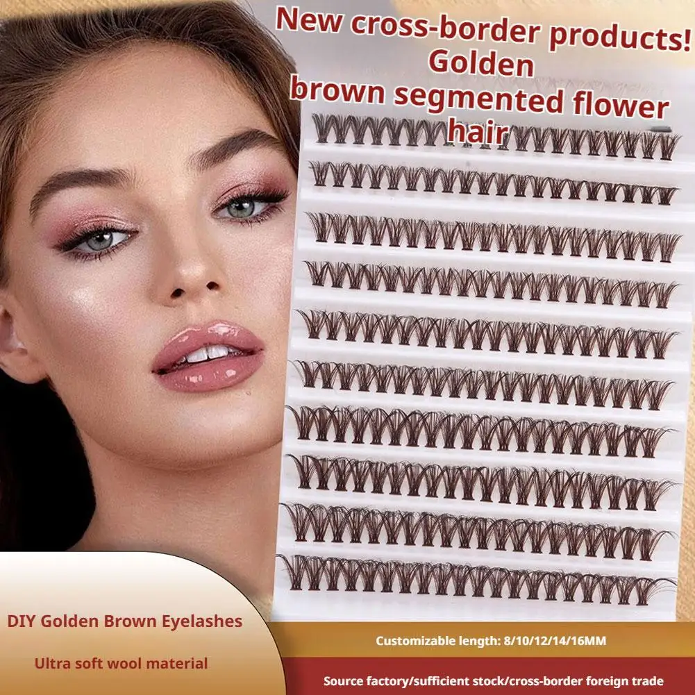 8-16mm 40D Einzelwimpern-Cluster-Set Goldbraun Faux Mink Natürliche Flauschige Wimpern Bond Seal Pinzette DIY Wimpernverlängerung