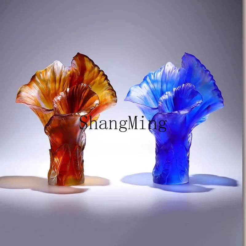 DSA new high-end glazed vase ornament crystal artwork living room flower arrangement decoration