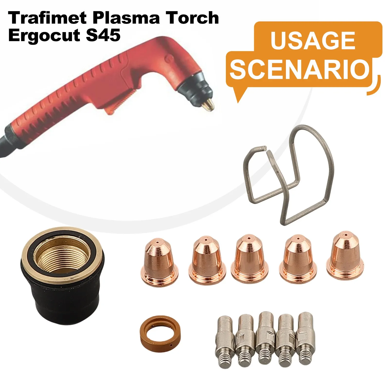 

Plasma Cutter Torch Electrode PD0116-08 Replacement Tips Kit Tool Kit 13pcs Consumable Fitting Factory Workshop