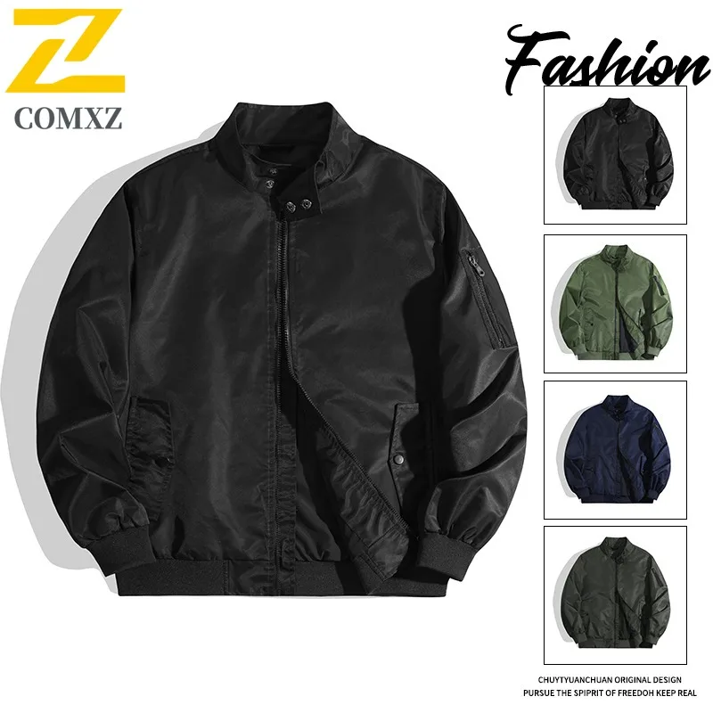 

COMXZ 2025 Men Women Workwear Baseball short sleeve American Ins Trendy classic Jacket Loose Fit Autumn Couple Coat Fashion
