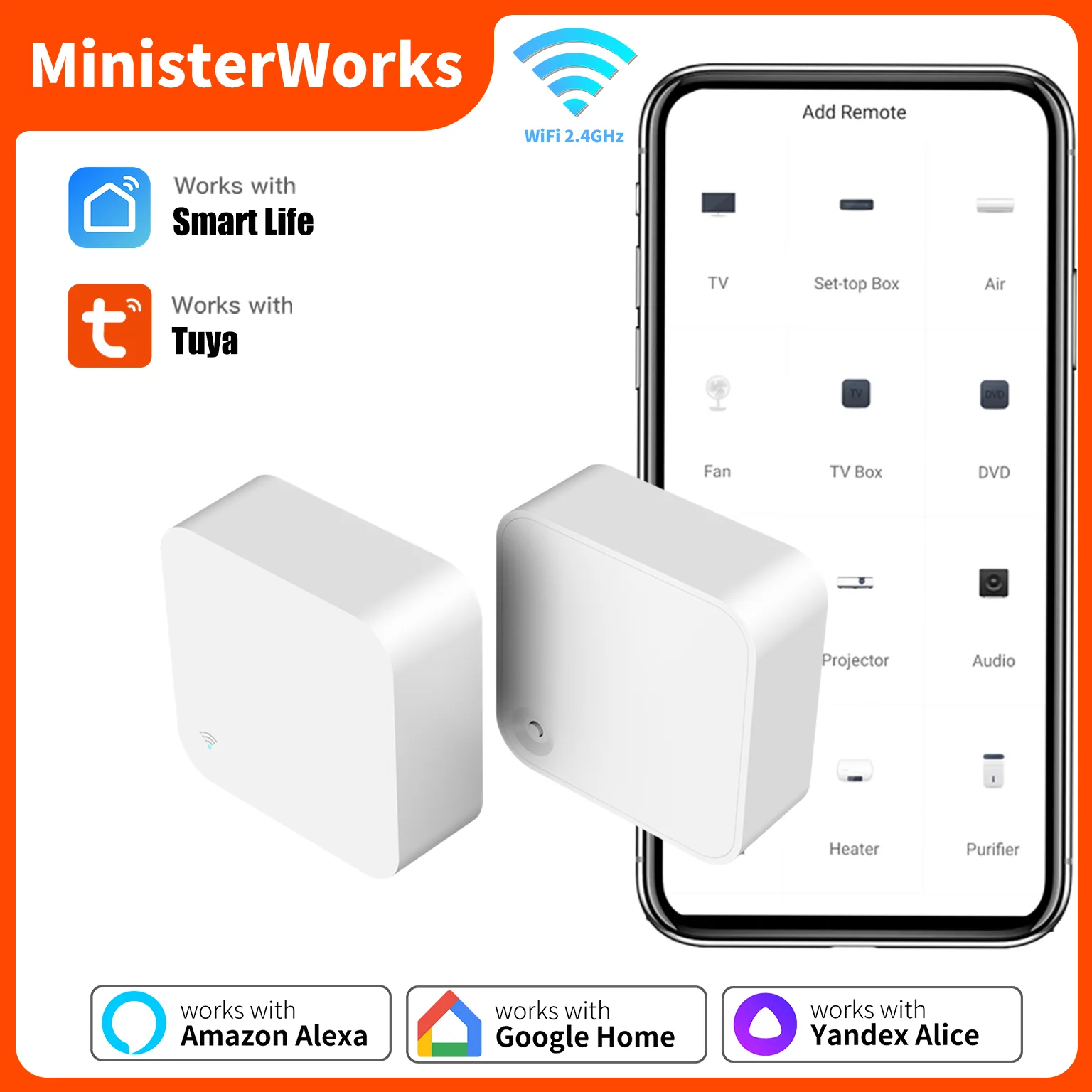 

Tuya WiFi IR Remote Control With Multi-mode Gateway Zigbee Hub for Smart Home via APP Smart Life Work with Google Home Alexa