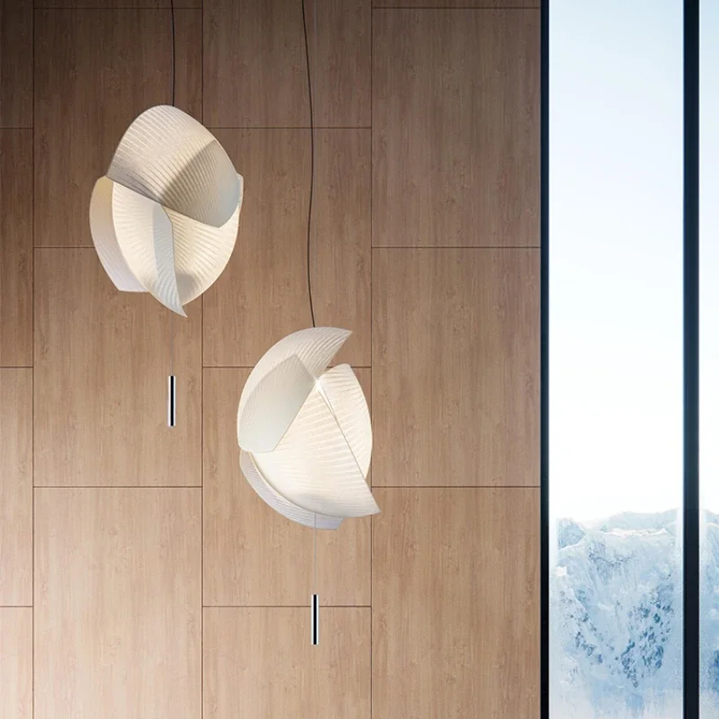 

SANDYHA Nordic Silk Chandelier LED Lamp Fabric Lampshade Living Room Dining Table Bedroom Lighting Home Decoration Designer