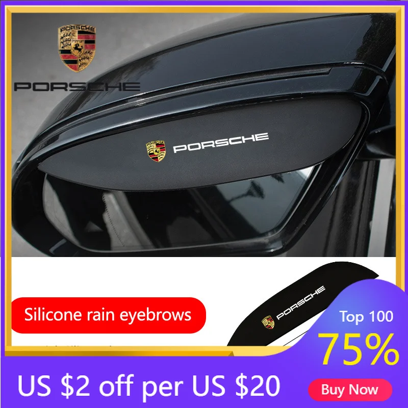 

Car Sticker For Porsche Cayenne Panamera Macan 911 2PC Car Rearview Mirror Rain Eyebrow Reversing Mirror Rain Shield For Porsche