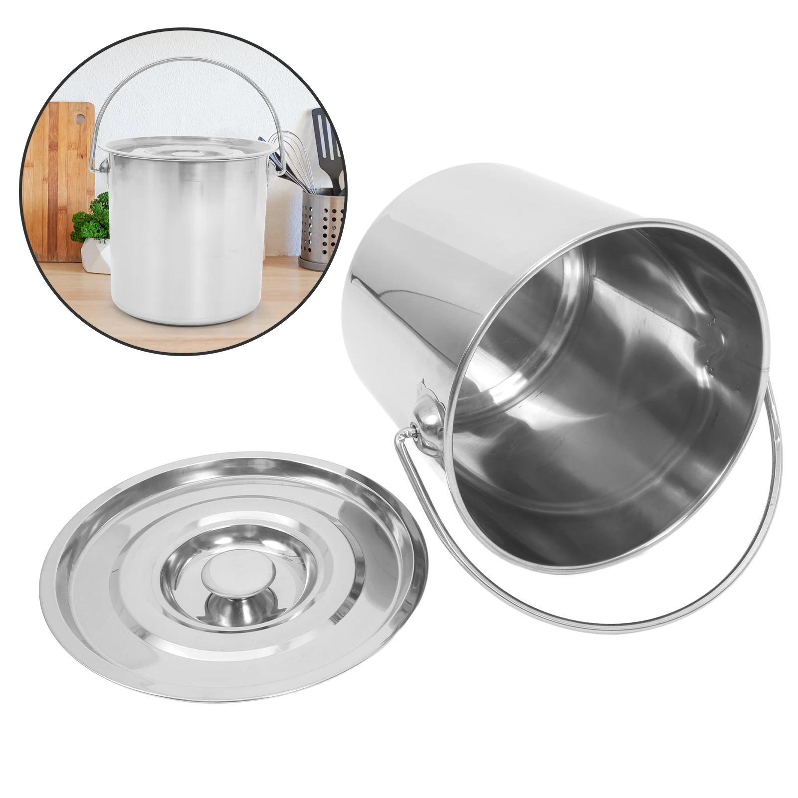 

Stainless Steel Milk Bucket With Lid Large Capacity Water Bucket Farm Rice Storage Spill Proof Handle Livestock