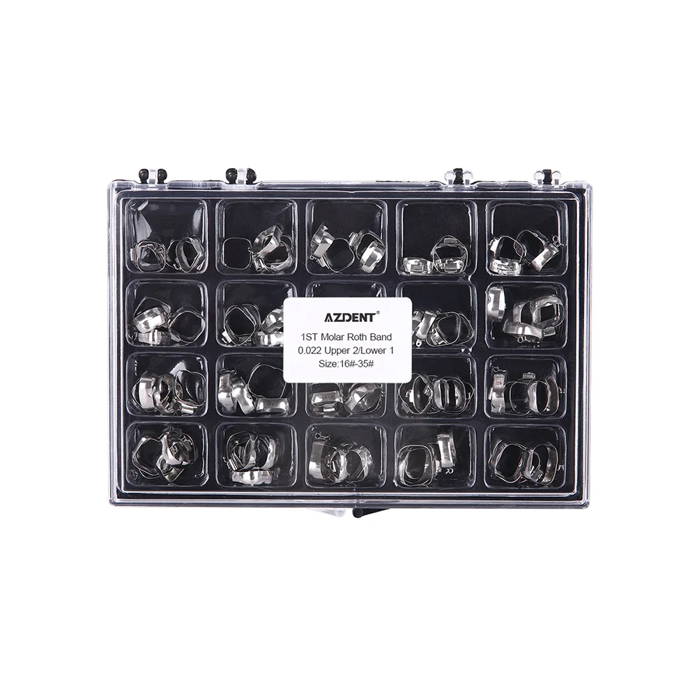 80 Stück/Box AZDENT Zahnspangen mit Bukkalröhrchen für 1. Molaren U2/L1 Roth/MBT 0.022 Größe 16 # -35 # – Detail 1