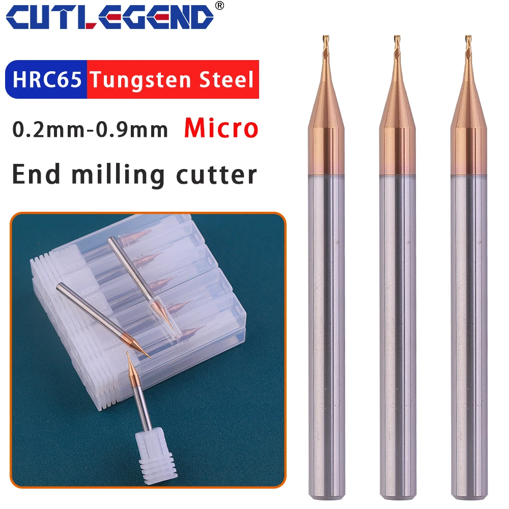 0.2-0.9mm Micro 2 Flutes Flat End Mill CNC Router Bit Tungsten Carbide End Mill 0.3 0.4 0.5mm 0.6 0.7 0.8mm Mini Milling Cutter