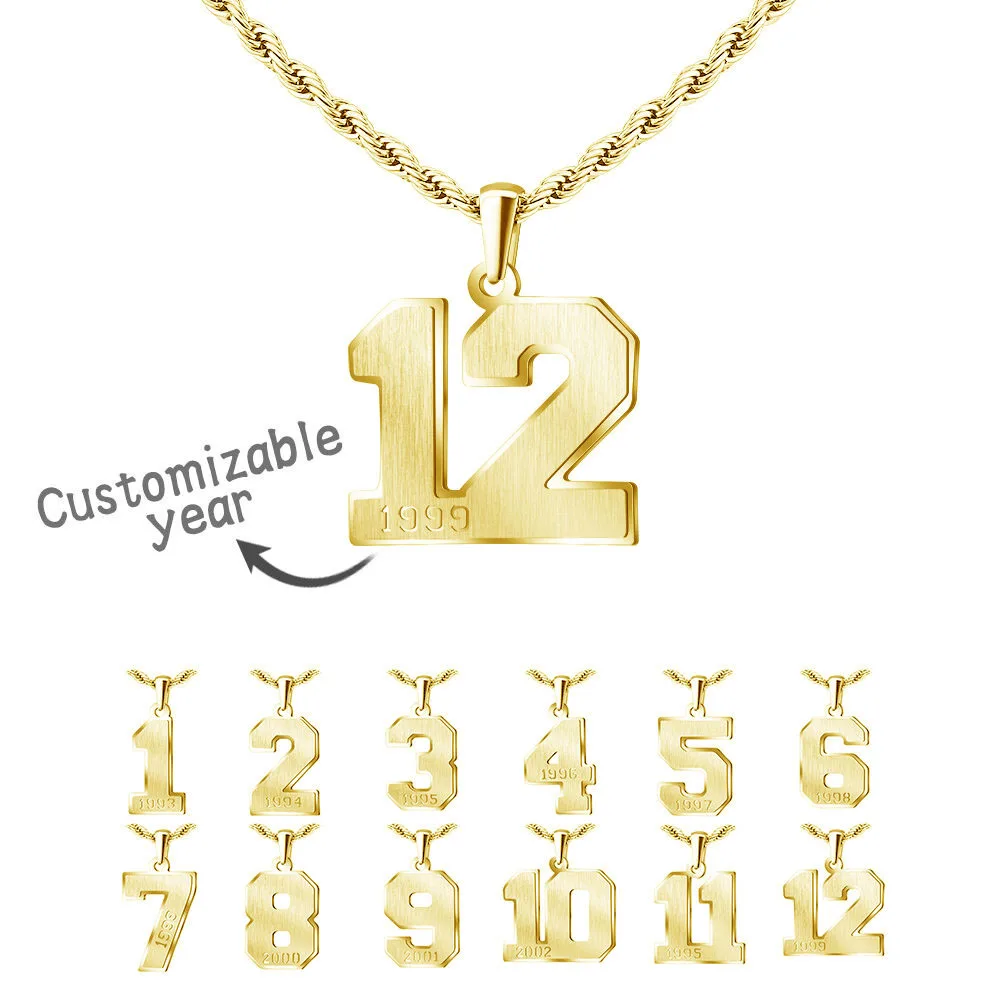 

DUOYING Personalized Number Chain Sports Fans Pendant Soccer Football Basketball Name Engraved Custom Necklace