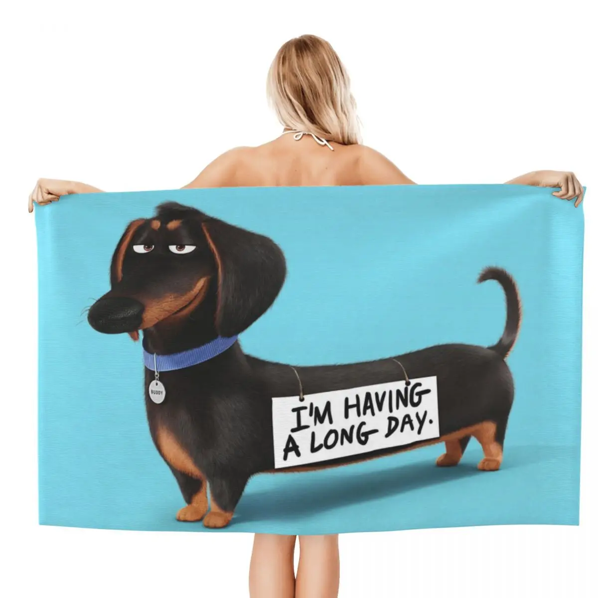 Custom Dachshund Dog Beach Towel Sausage Wiener Badger Soft Linen Microfiber Bath Towels