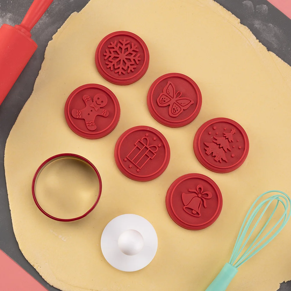 

1 Set Silicone Cookie Stamps Biscuit Mold Christmas Cake Embossing Moulds Baking Stamp Diy Hand Press Non-Stick Kitchen Baking
