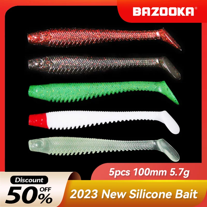 

Bazooka Worm Soft Lures Pva Fishing Bait Jig Wobblers Easy Shiner Shad For Carp Catfish Bass Artificial Silicone Swimbait Tackle