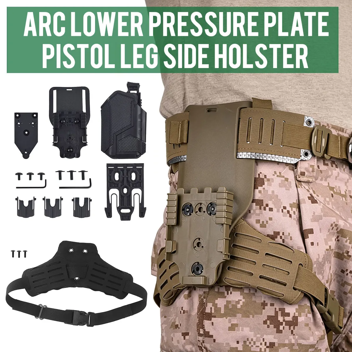 Tactical Leg Holster Thigh Platform Molle Holster Adapter Base Hunting Mid-Ride Leg Belt Loop with QLS kit Airsoft Gear