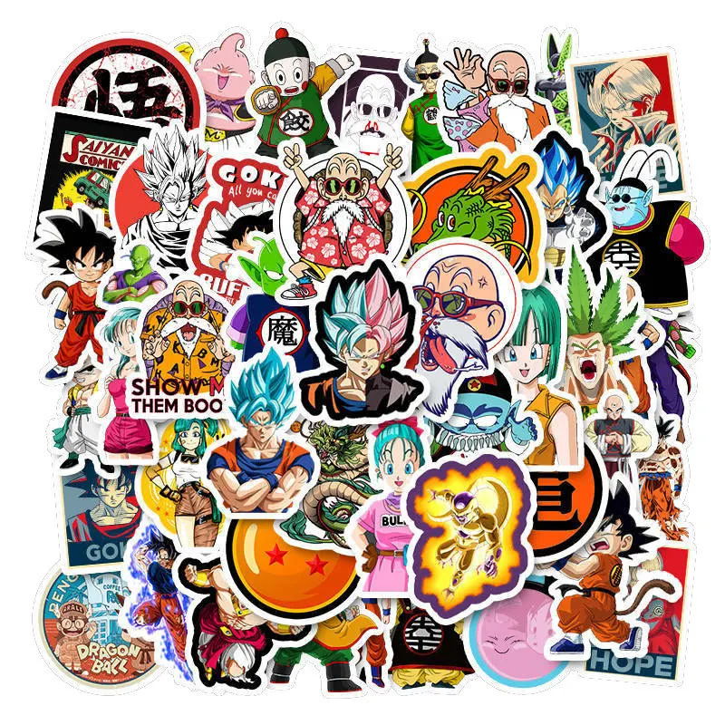 50pcs Dragon Ball Stickers Classic Japan Anime Kids Decals Toy DIY Laptop Water Bottle Phone Cool Cartoon Son Goku Sticker Gifts