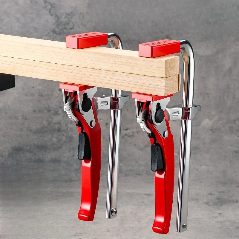 Quick Release Ratchet Guide Rail Clamp Carpenter F Clamp Heavy Duty Track Clamp with Anti-Slip Pad for MFT Table & Guide Rail