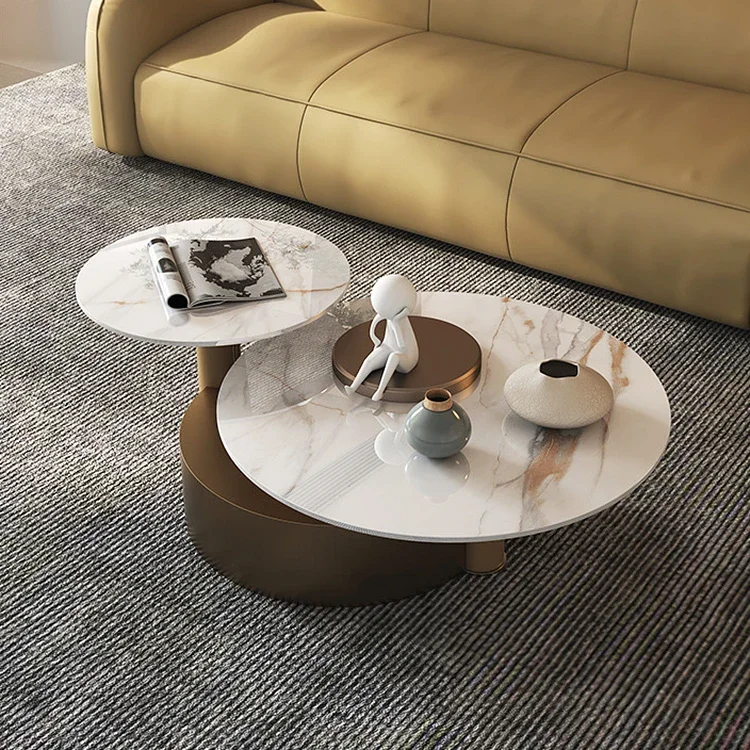 Foshan Furniture Modern Luxury Gold Salon Living Room Center Coffes White Marble Top Set Oval Coffee Table