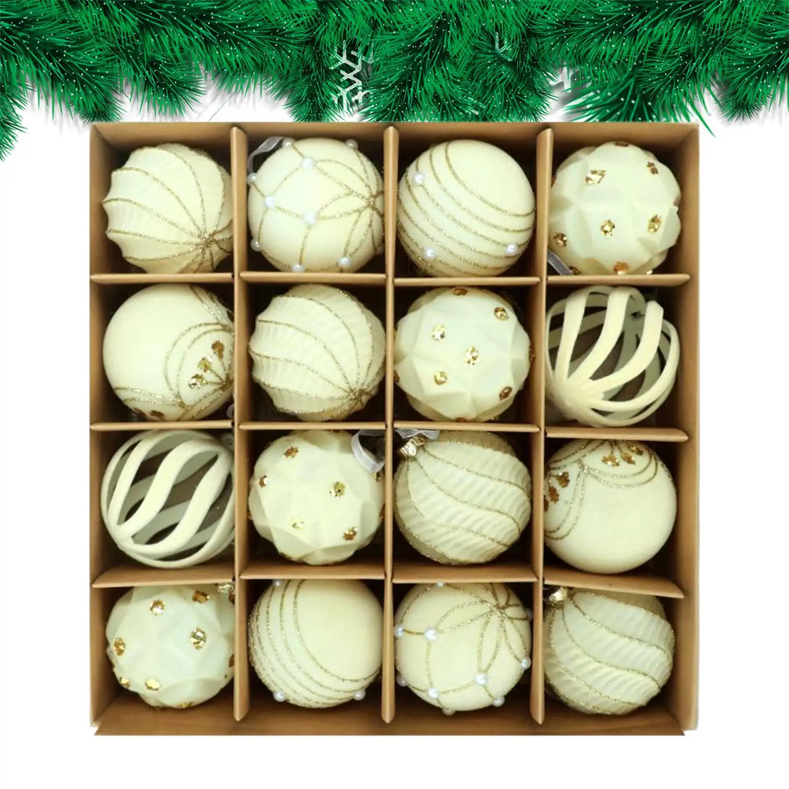 

Рождественская елка, шар с орнаментом, 16 шт., сезонный декор, Рождественская елка, флокирующийся шар, декор для камина, окна, двери, стены, жизни