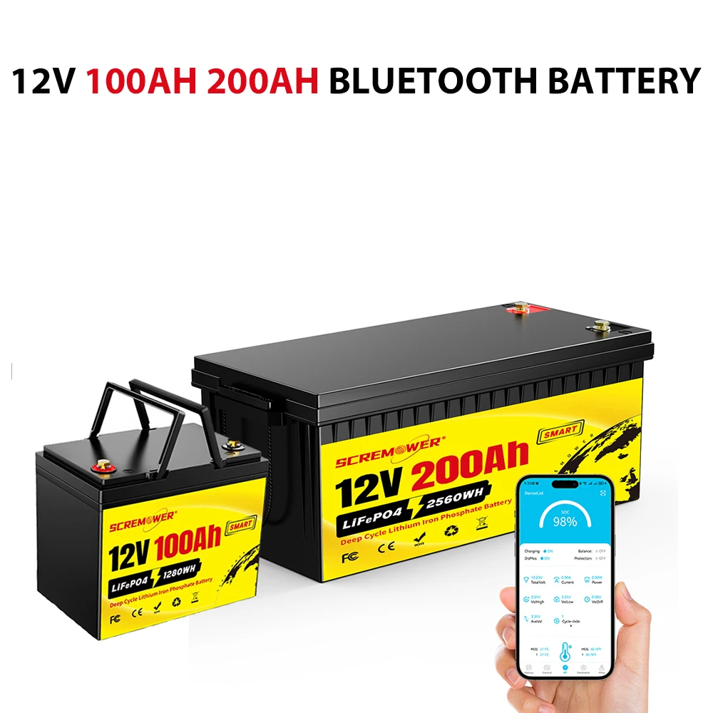 12V 100ah 200ah Lithium Battery Low Temp Cutoff LifePO4 Battery Built-in BMS for Solar Home Energy Storage RV Camper Off Grid