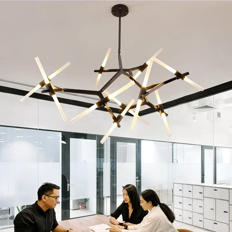 Modern Branch Led Ceiling Chandelier Glass Black For Hall Dining Living Room Bedroom Pendant Lights Home Decor Lusters Luminaire