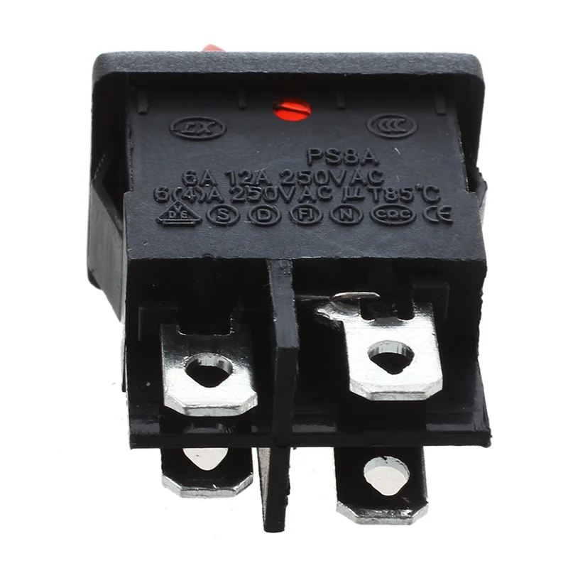 ELECT-6Pcs الضوء الأحمر 4 دبوس Dpst On-Off المفاجئة في قارب الروك التبديل 6A/250V 10A/125V Ac