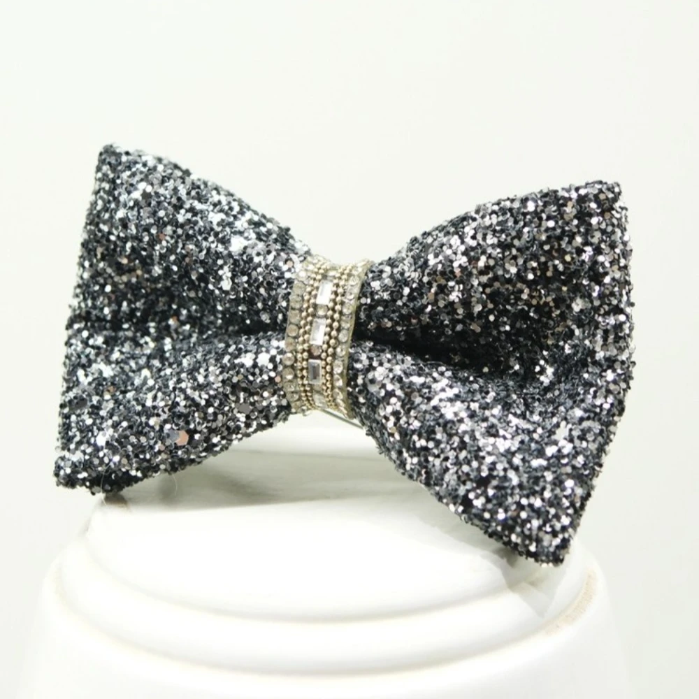 

New Men's Light Luxury Rhinestone Ties Banquet Host Wedding Groom Groomsman Suit High-end Accessories Shiny Bowkont Tie Jewelry