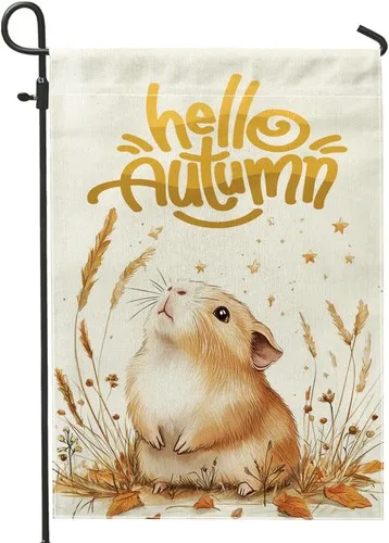 Fall Fun Guinea Pig Garden Flags Double Sided for Outside, Autumn, 12x18 Inch XXQ